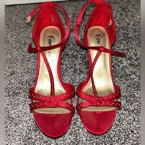 Fiona Night Red Studded Strappy Heels